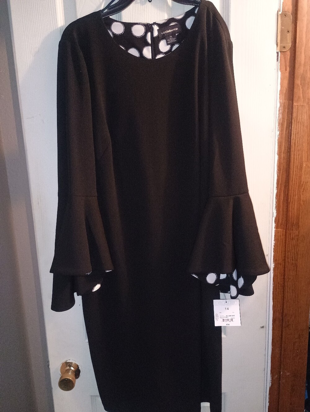 Liz Claiborne Black Long-Sleeve Bell Cuff Dress